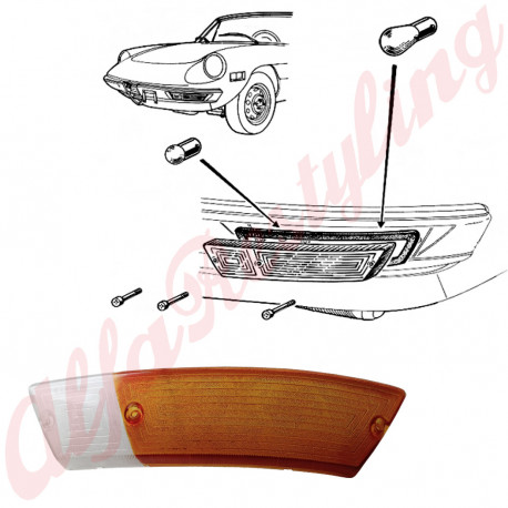 VETRO INDICATORE ANTERIORE ARANCIO / BIANCO SINISTRO - SPIDER CODA TRONCA