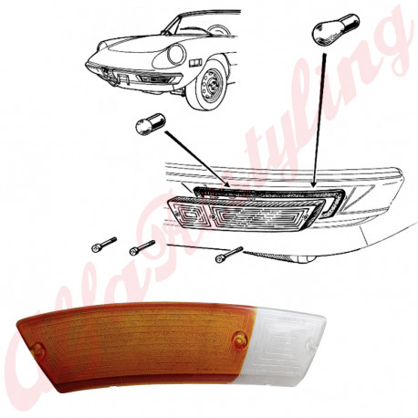 VETRO INDICATORE ANTERIORE ARANCIO / BIANCO DESTRO - SPIDER CODA TRONCA